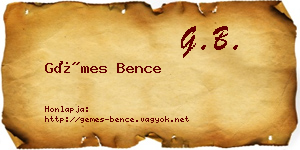 Gémes Bence névjegykártya